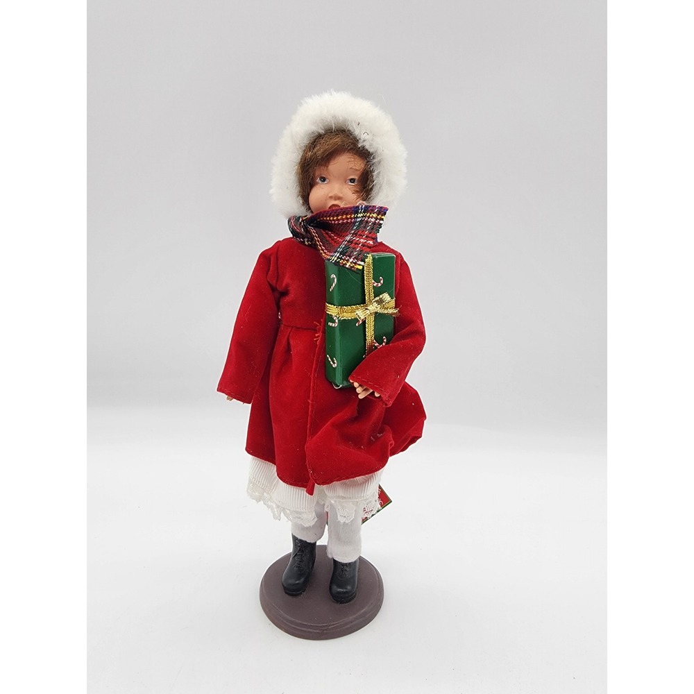Dennis East International Christmas Morning Girl Figurine Red Velvet Coat 83944